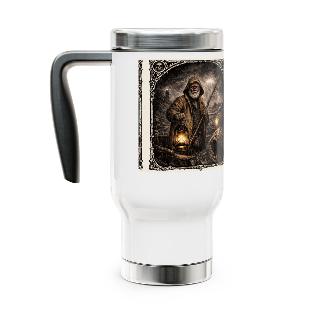SCP-3889 Travel Mug — Lantern-Wielding Hunter Gothic Stainless Steel 14oz
