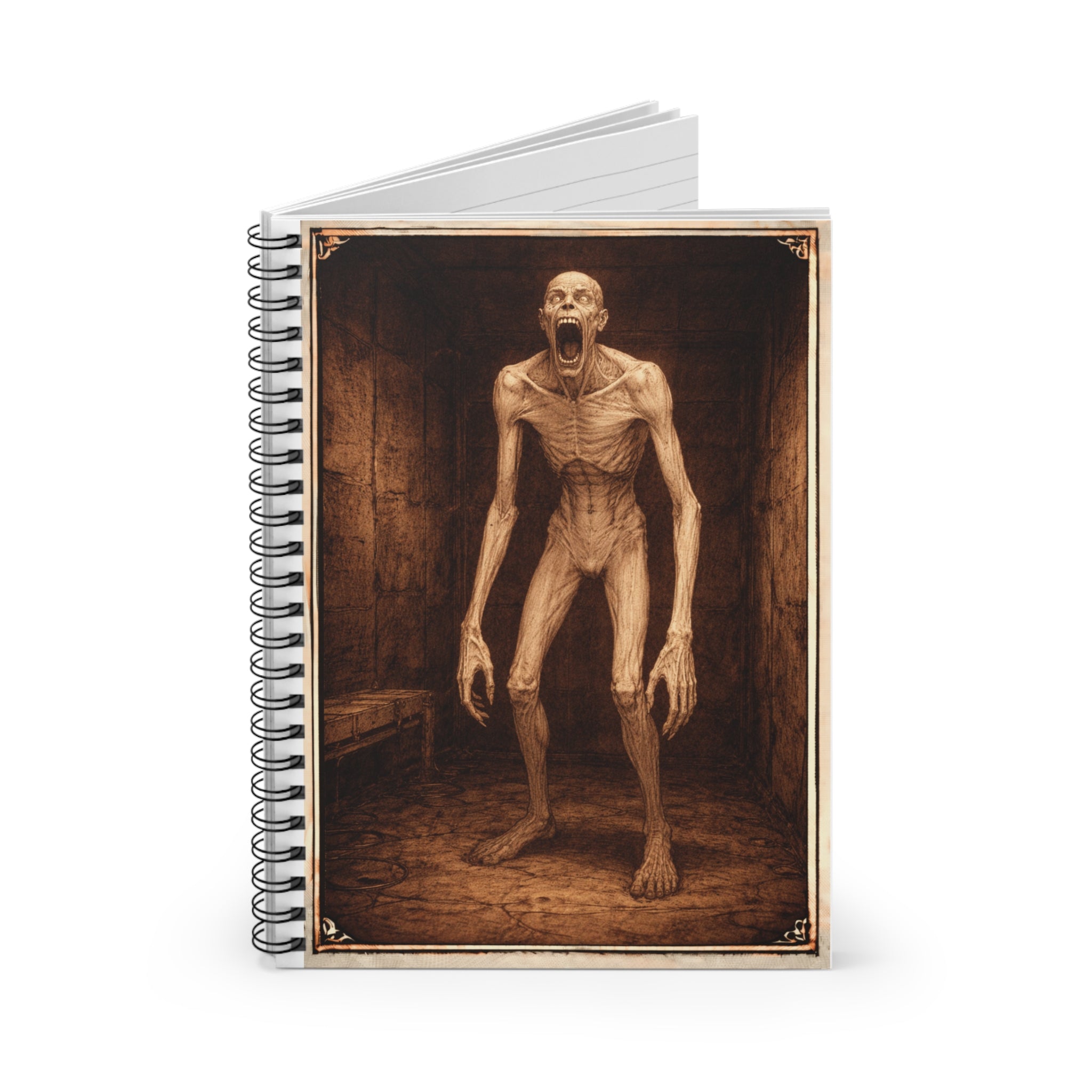 SCP-096 Horror Creature Spiral Notebook — Skeletal Screamer Gothic Journal (Ruled)