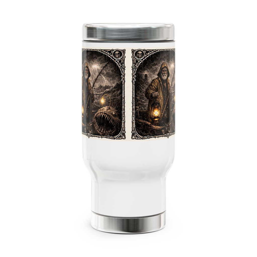 SCP-3889 Travel Mug — Lantern-Wielding Hunter Gothic Stainless Steel 14oz