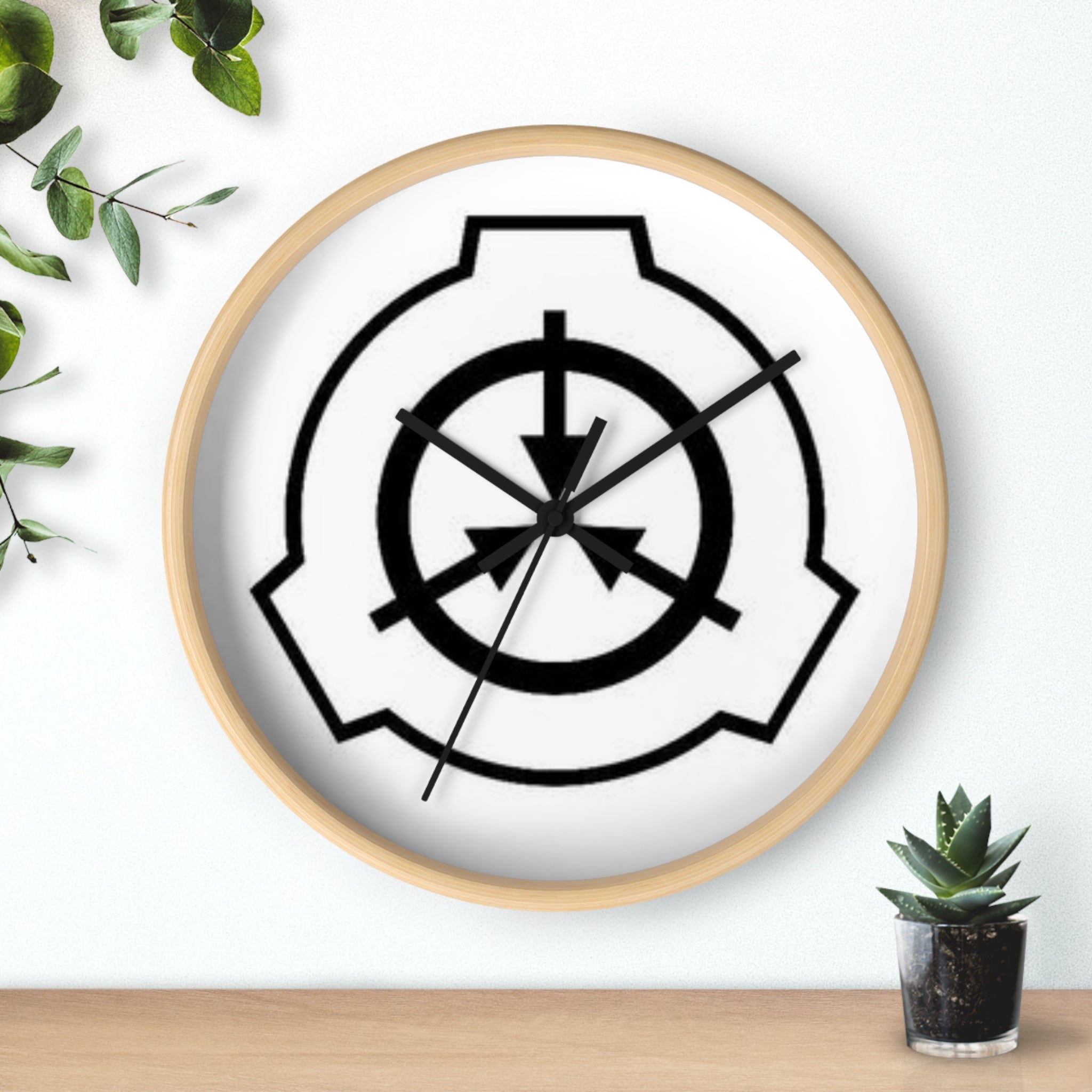 SCP Foundation Logo Wall Clock — Minimal Black Emblem Home Decor