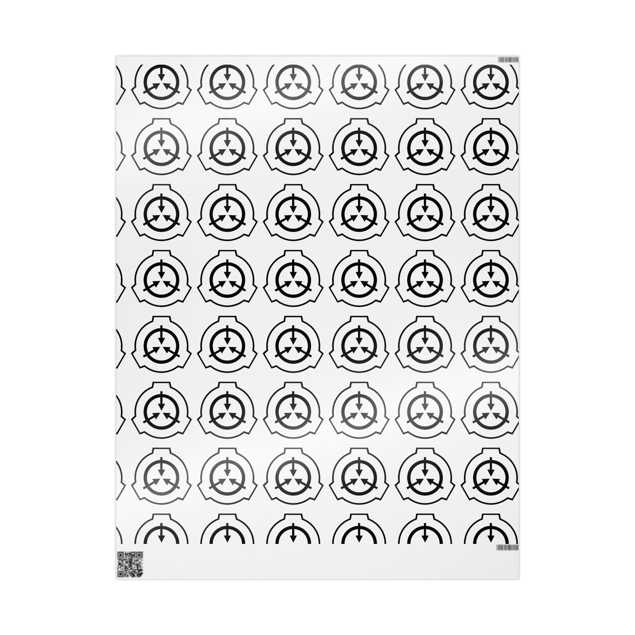 Minimalist Black & White SCP Logo Wrapping Paper — Repeating Emblem Gift Wrap