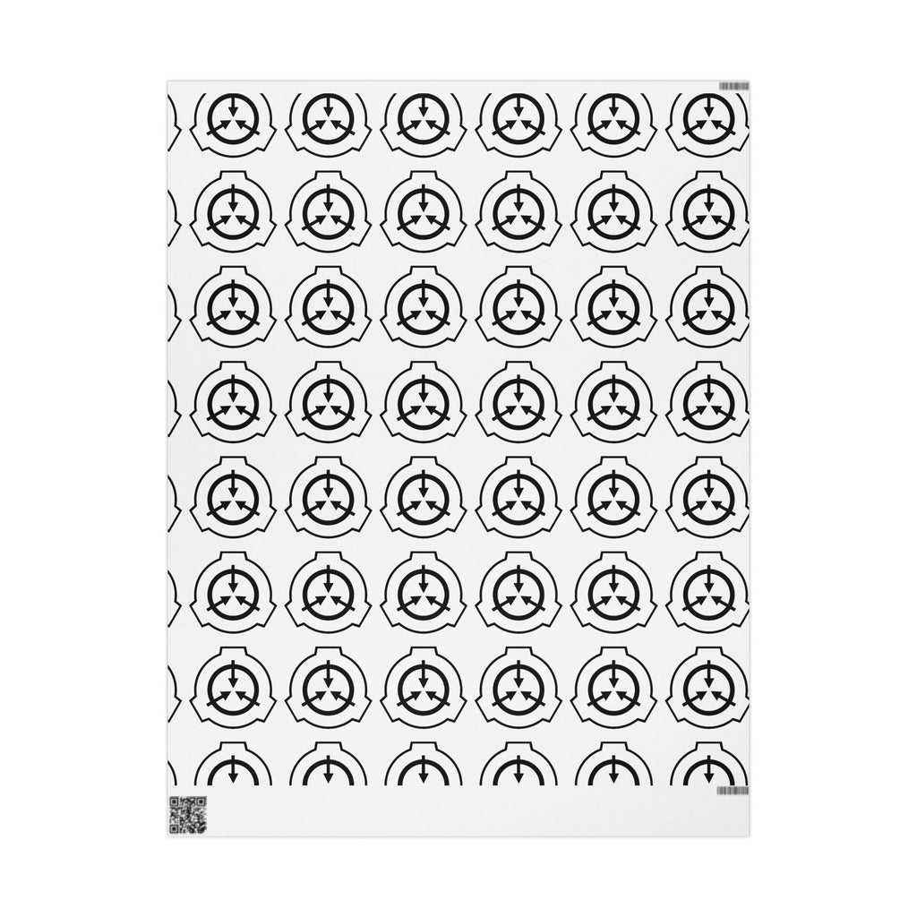 Minimalist Black & White SCP Logo Wrapping Paper — Repeating Emblem Gift Wrap