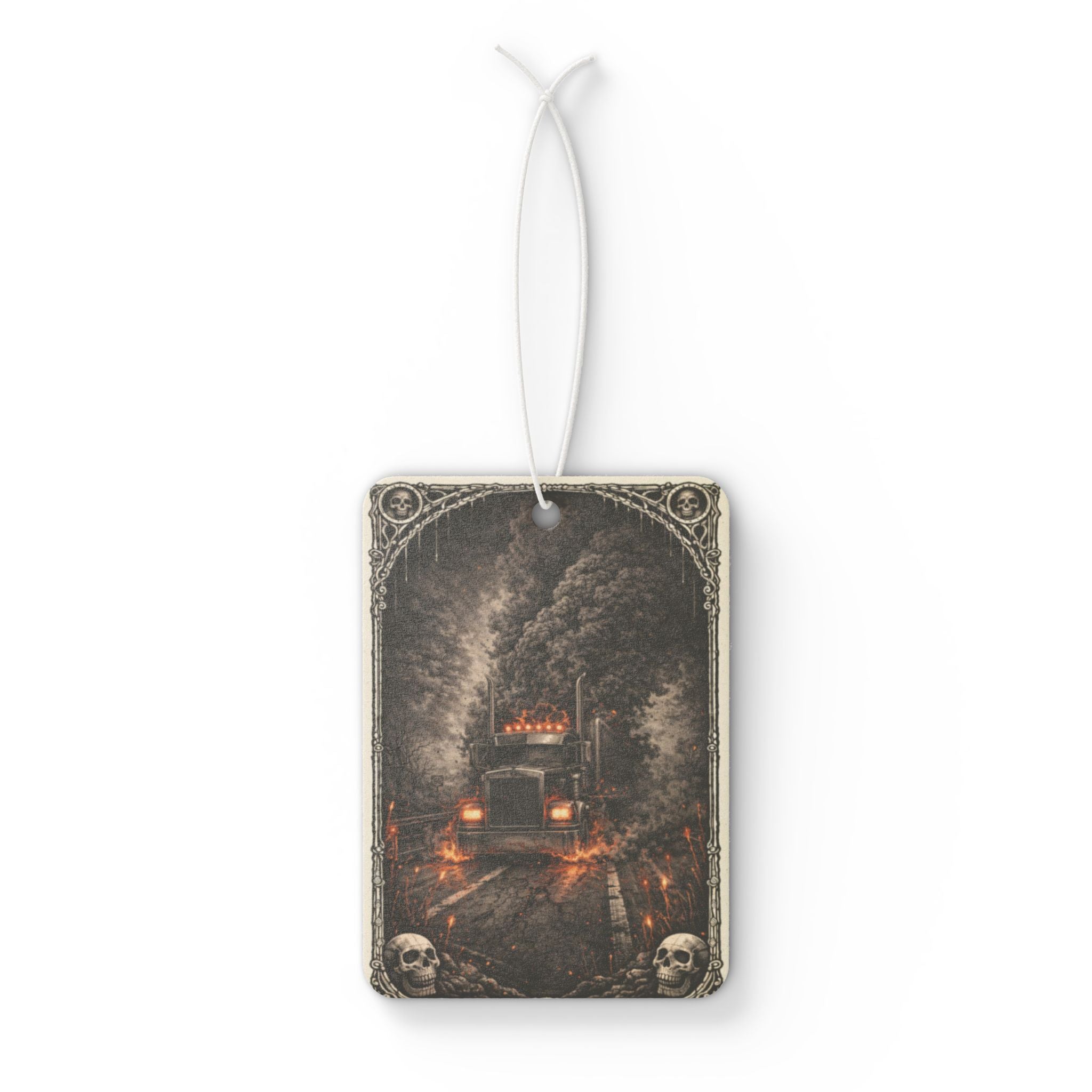Car Air Freshener — Gothic Haunted Train Design (Skulls, Vintage Horror Vibe)