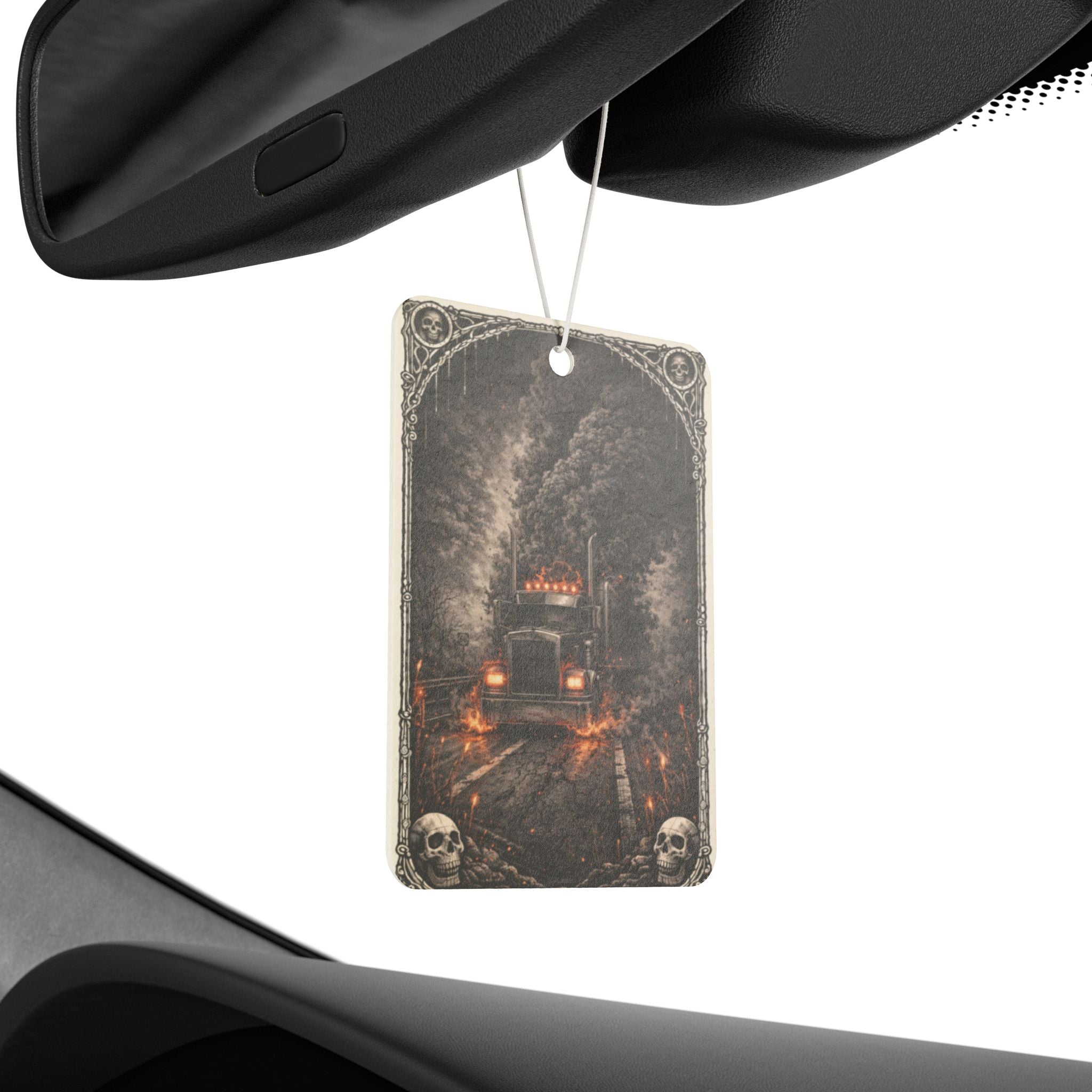 Car Air Freshener — Gothic Haunted Train Design (Skulls, Vintage Horror Vibe)