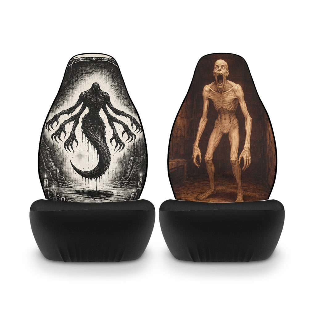 SCP-Inspired Horror Car Seat Covers — Shadowed Monster & Containment Logo SCP-096 SCP-5031