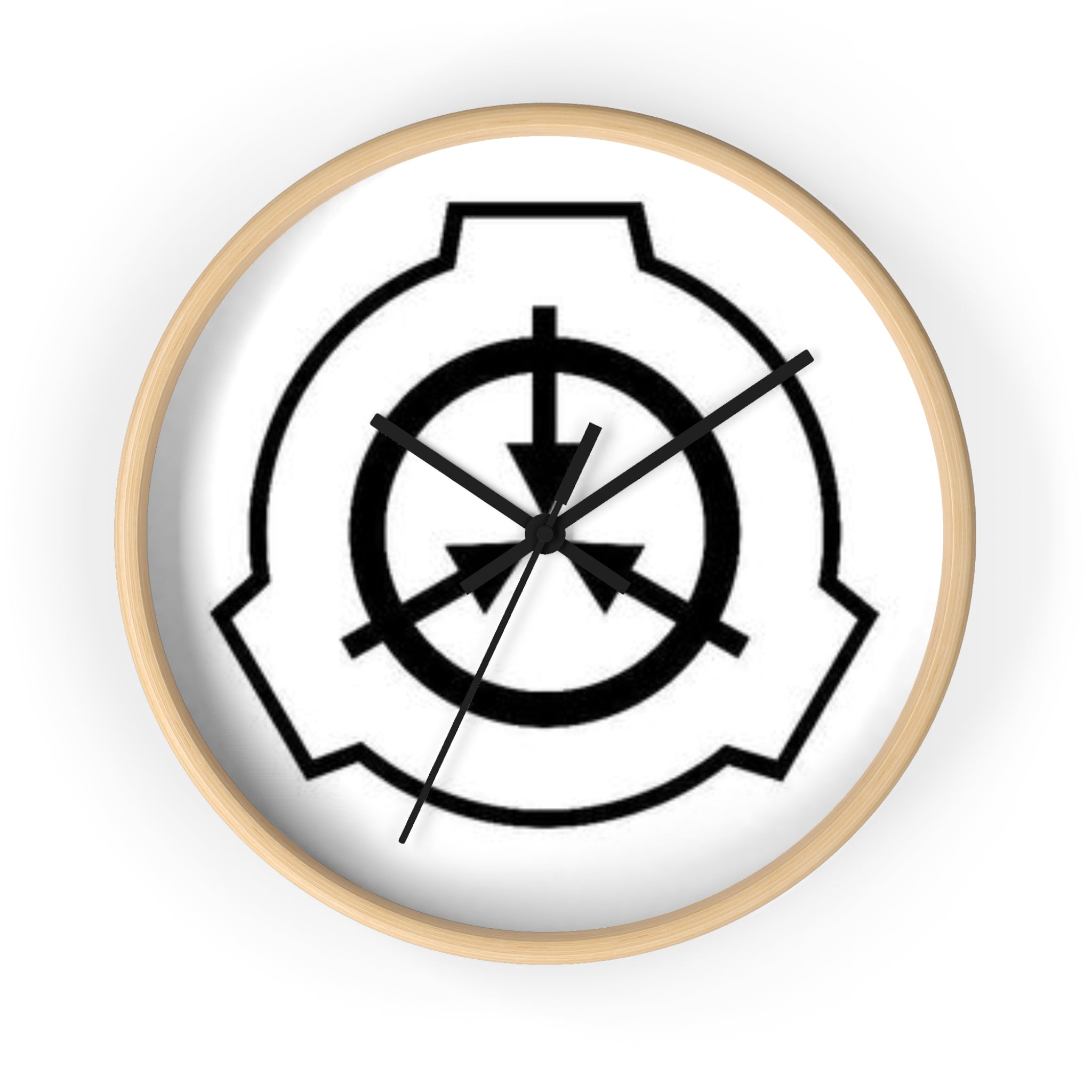 SCP Foundation Logo Wall Clock — Minimal Black Emblem Home Decor