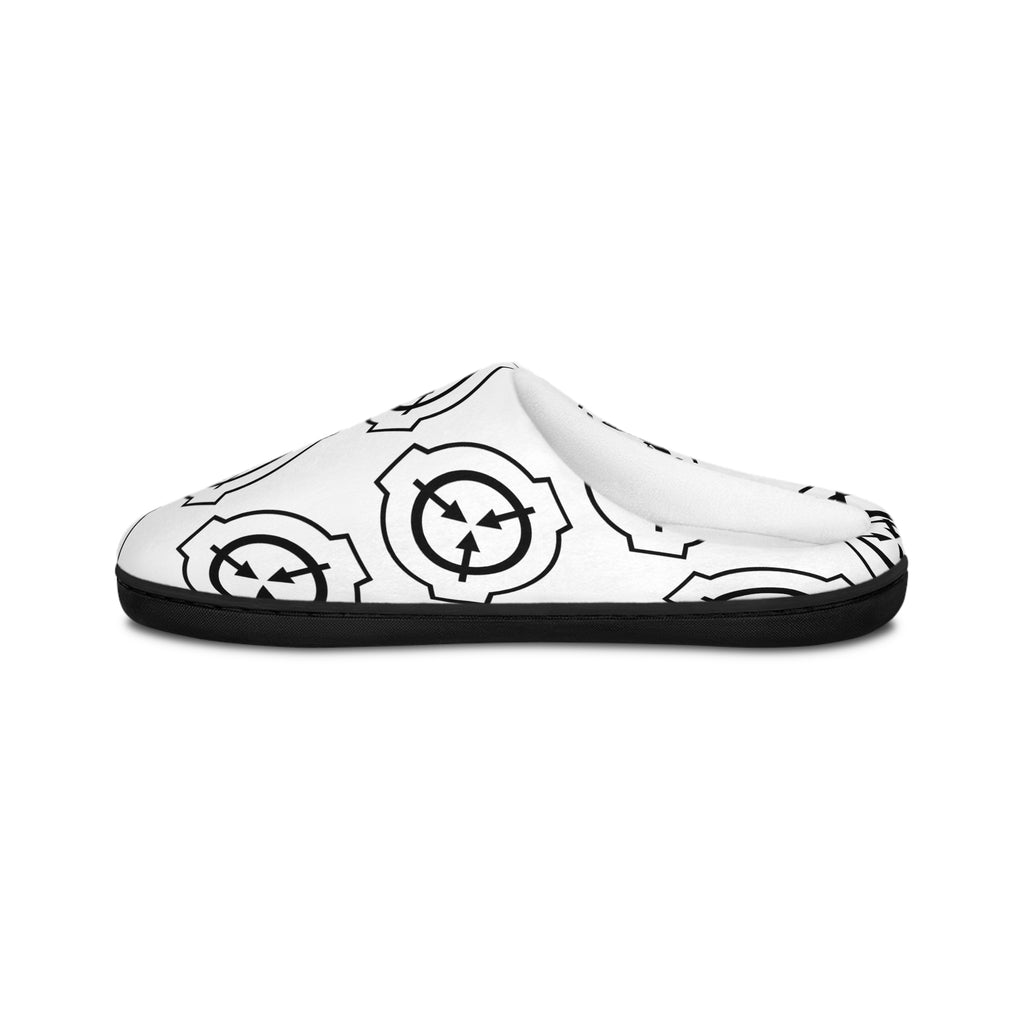 Men's Indoor Slippers — Minimal Black Logo Pattern, Comfortable House Shoes