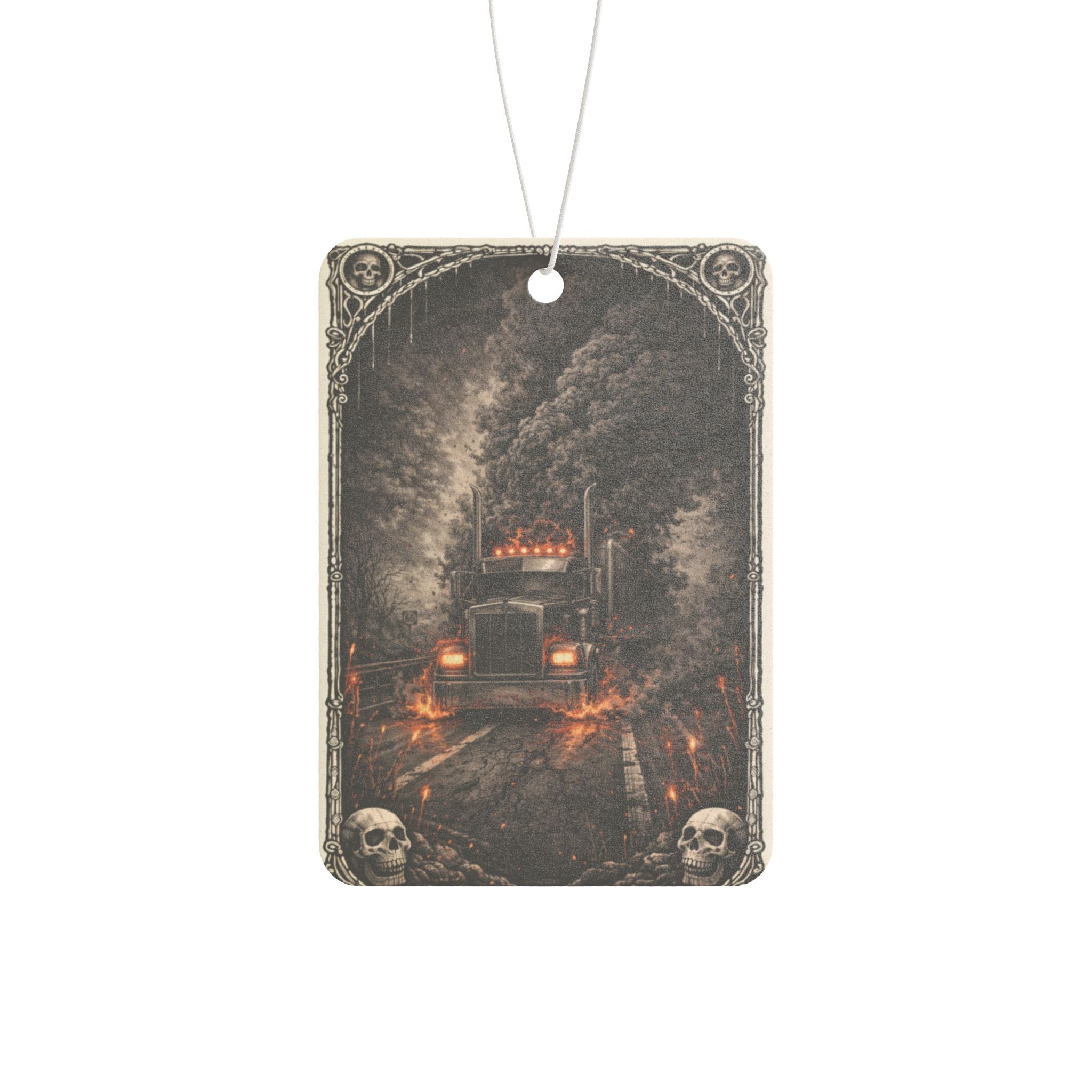 Car Air Freshener — Gothic Haunted Train Design (Skulls, Vintage Horror Vibe)